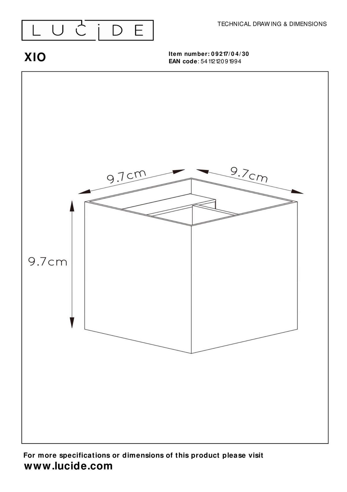 KINKIET LED 09217/04/30 XIO - kolor mosiężny/czarny, Design, metal (9.7/9.7/9.7cm) - Lucide