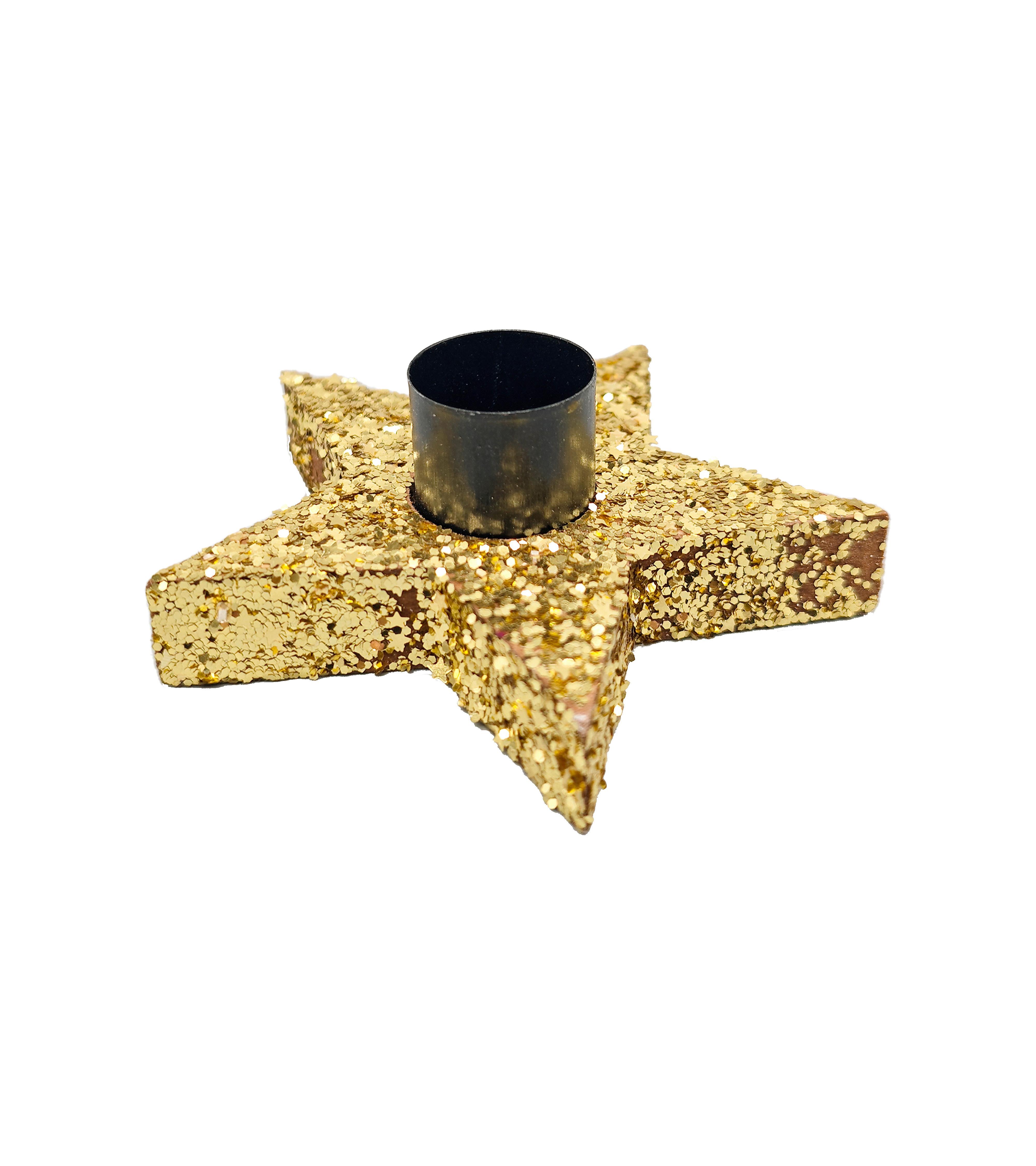 Kerzenhalter Goldie Schwarz/Goldfarben - Goldfarben/Schwarz, KONVENTIONELL, Holzwerkstoff (9/3,5/9cm) - Mömax