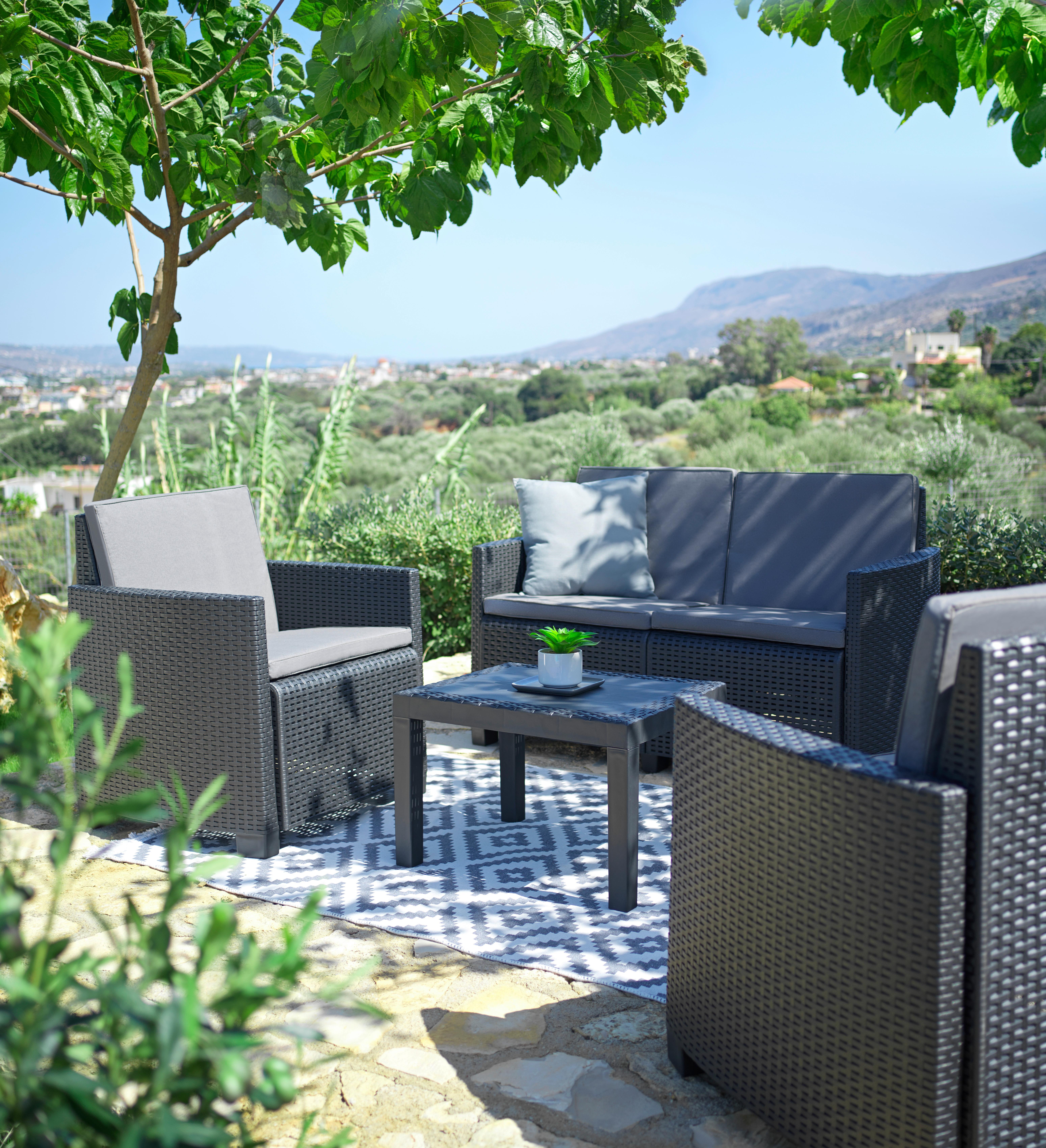 Loungegarnitur Arena in Anthrazit - Anthrazit/Grau, Modern, Kunststoff (53/53/40cm) - Modern Living