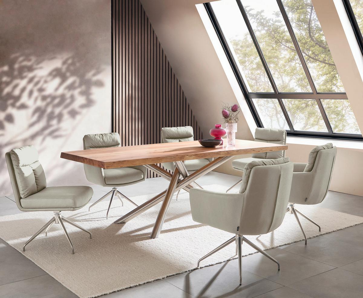 KRZESŁO EMMA - kolor stalowy/taupe, Design, metal/tkanina (51,5/89,5/65cm) - Novel