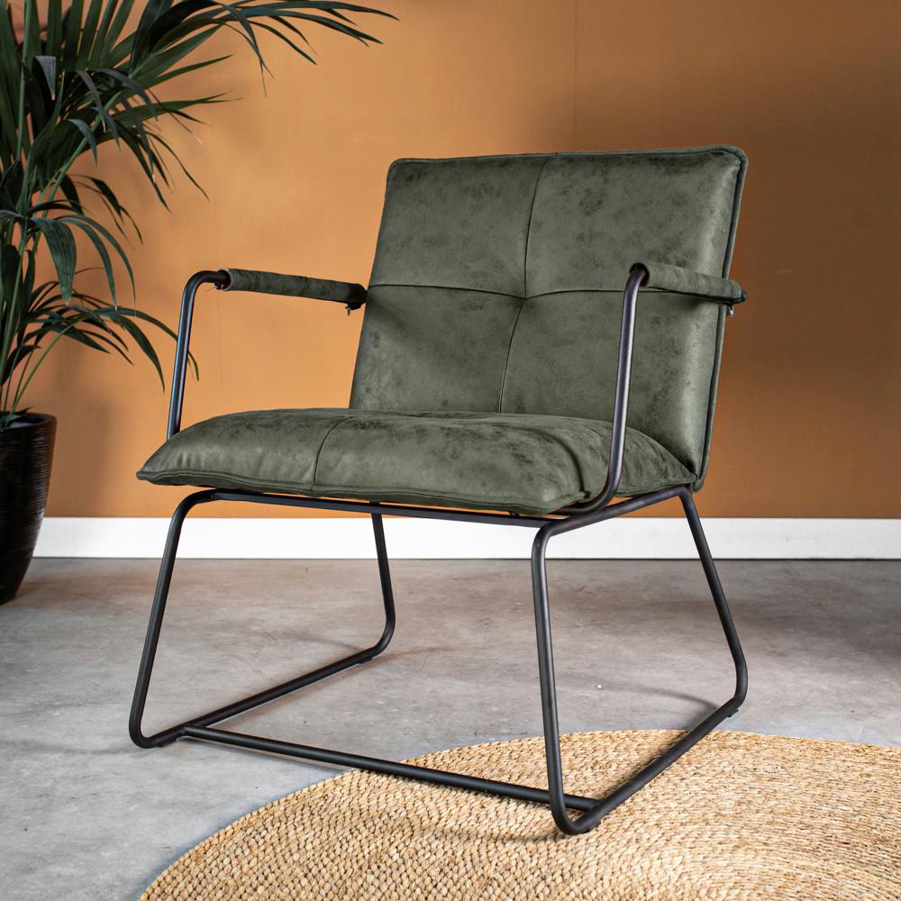 SESSEL BILBAO - Schwarz/Grün, MODERN, Textil/Metall (65/80/68cm) - MID.YOU