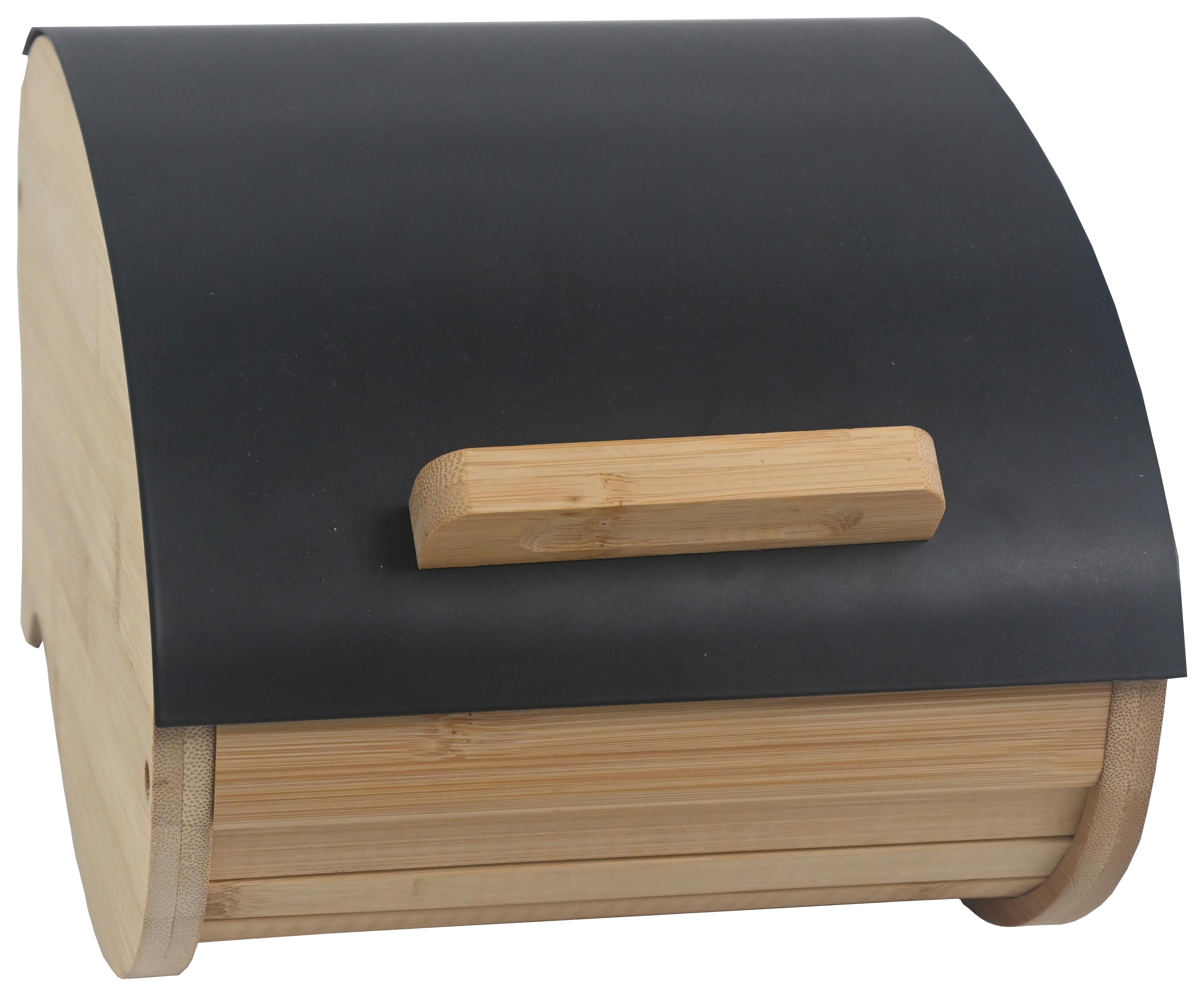 Brotbox Svea - S Naturfarben/Schwarz - Schwarz/Naturfarben, MODERN, Holz/Metall (25/20/15,5cm) - Mömax