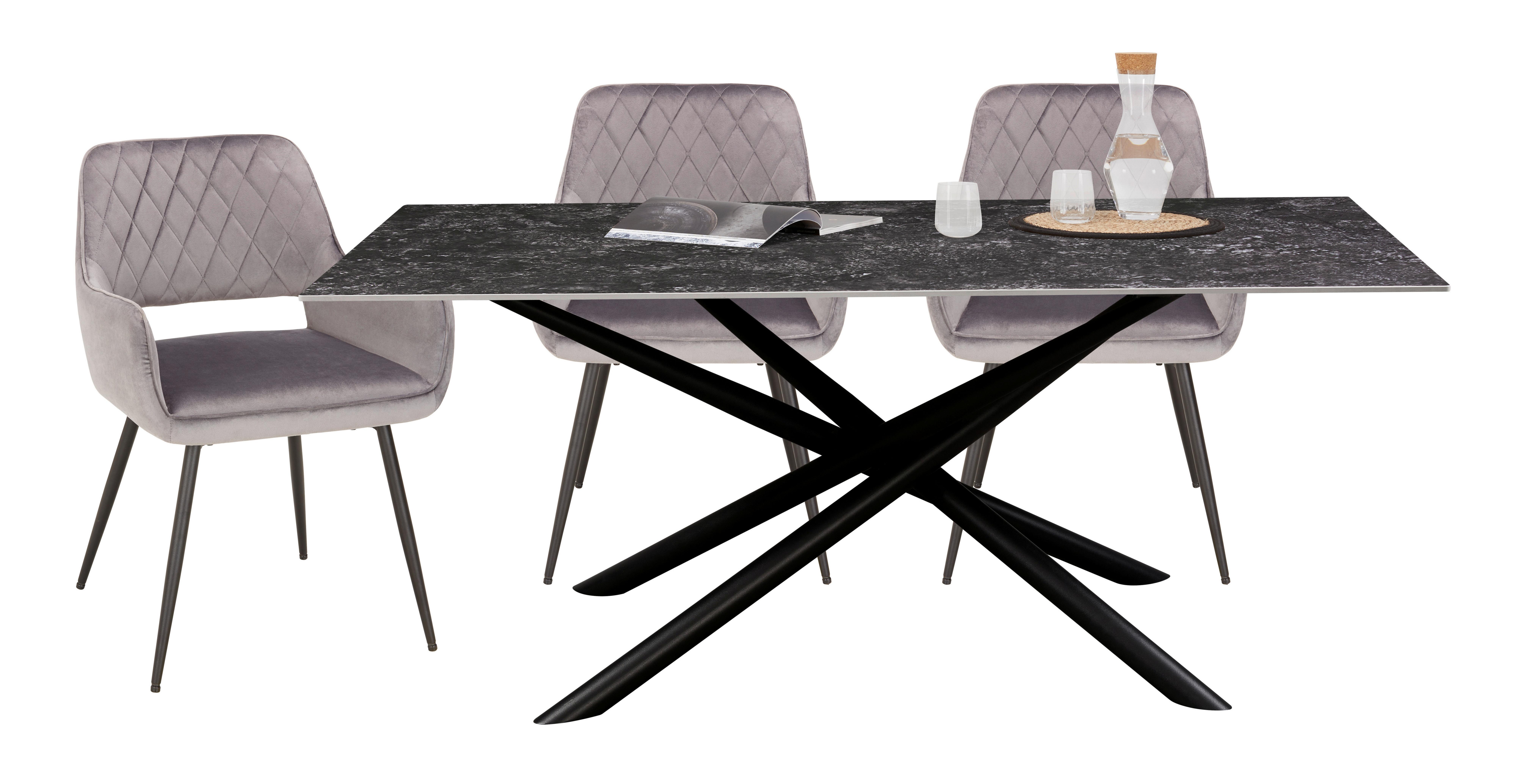 MATBORD DAVID - grå/svart, Modern, metall/keramik (180/76/90cm) - Mömax