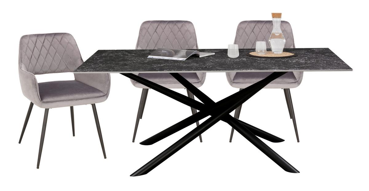Esstisch David Grau - Schwarz/Grau, MODERN, Keramik/Metall (180/76/90cm) - Mömax