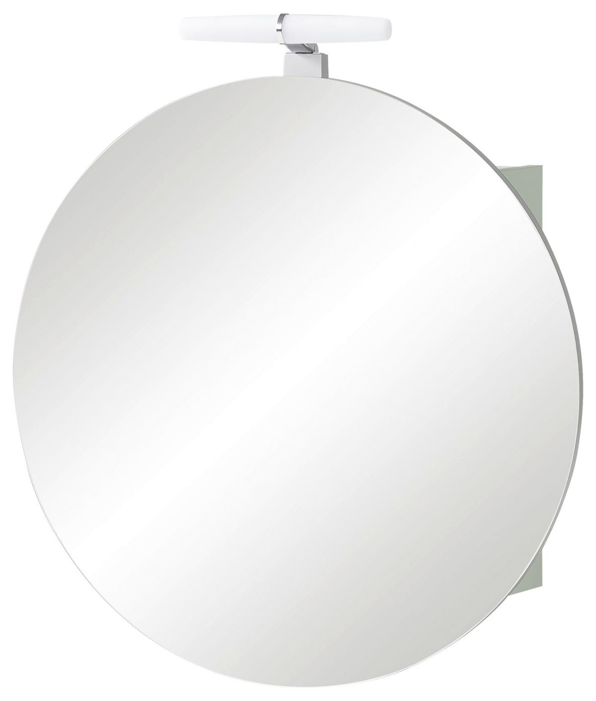 Omara Z Ogledalom Bjarne, Zelena, Osvetlitev - bela/zelena, Moderno, steklo/leseni material (65/68,3/15,7cm) - Stylife