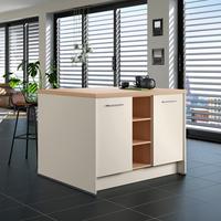 Kücheninsel IP1200 o. Geräte Magnolie - Edelstahlfarben/Eichefarben, Basics, Holzwerkstoff/Metall (123,4/91,8/96,6cm) - Impuls