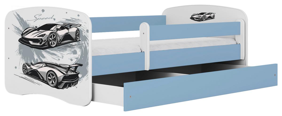 Otroška Postelja Babydreams, Bela, Modra, 80x160cm - modra/bela, Moderno, tekstil/leseni material (80/160cm) - MID.YOU