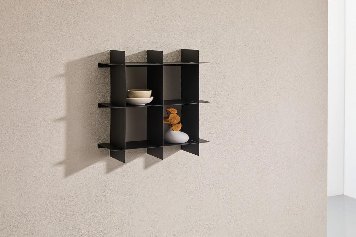 REGAŁ ŚCIENNY CHRIS - czarny, Basics, metal (40/40/15cm) - Landscape