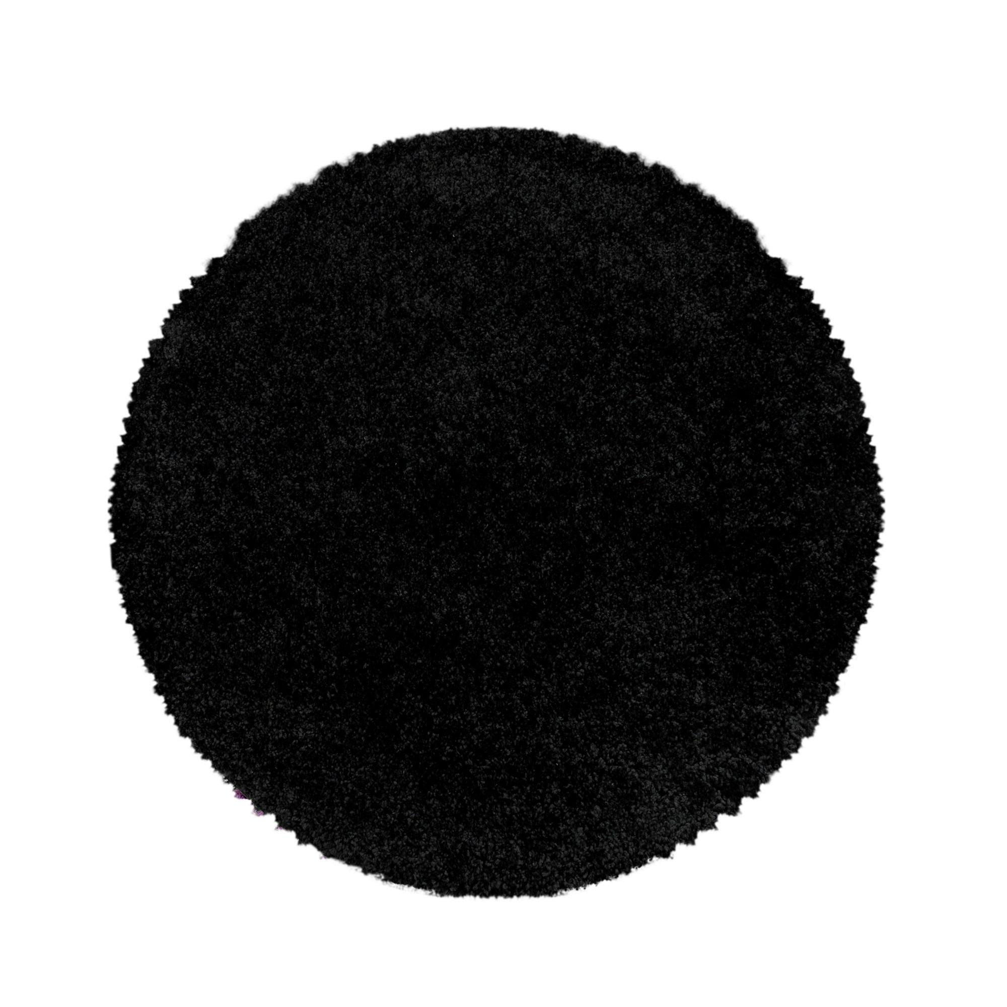 Hochflorteppich Sydney 3000 Schwart Ø ca. 80cm - Schwarz, Basics, Textil (80cm)