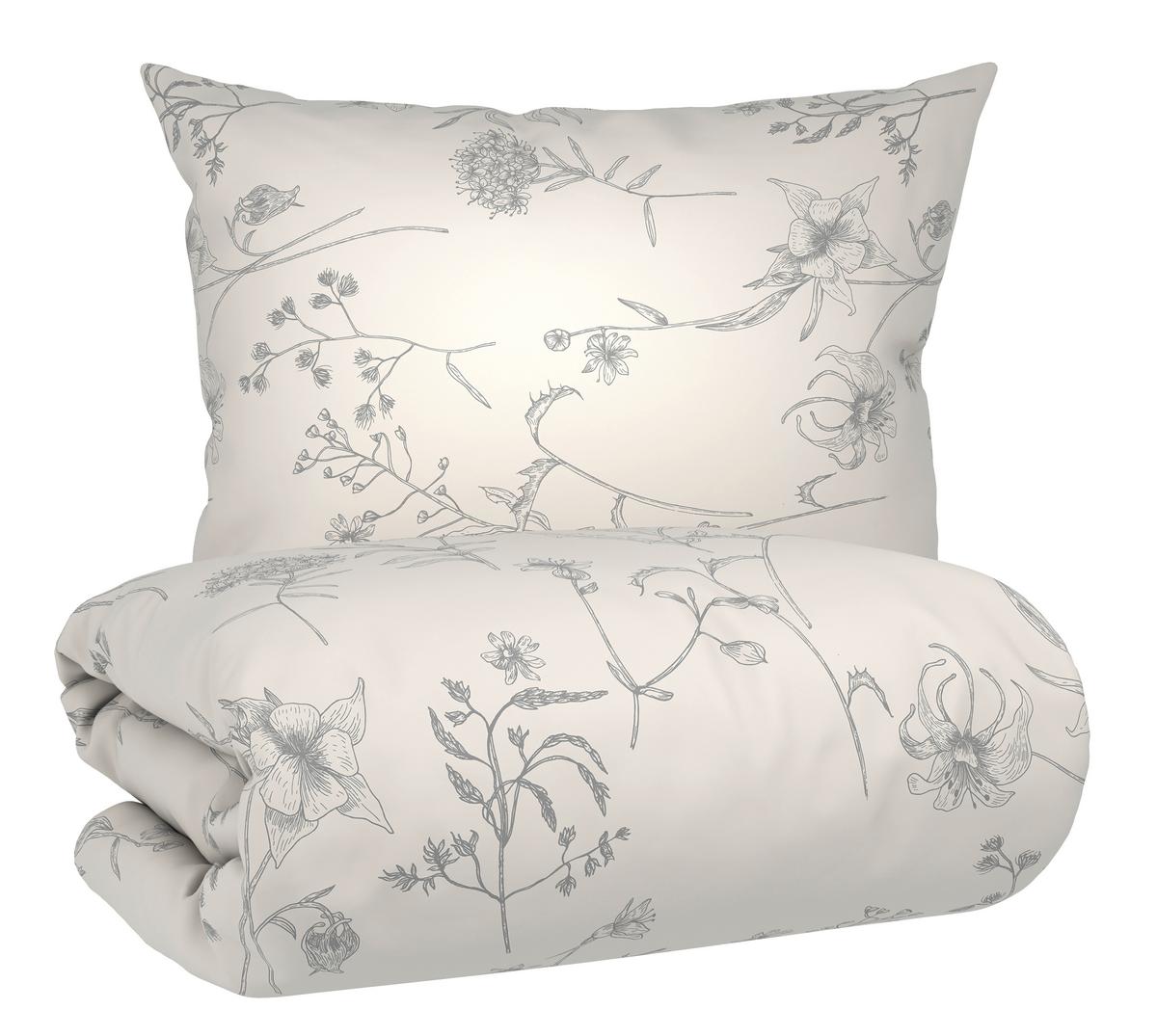 Bettwäsche Nature Romy Grau/Weiß ca. 140x200cm - Weiß/Grau, Textil (140/200cm) - Mömax