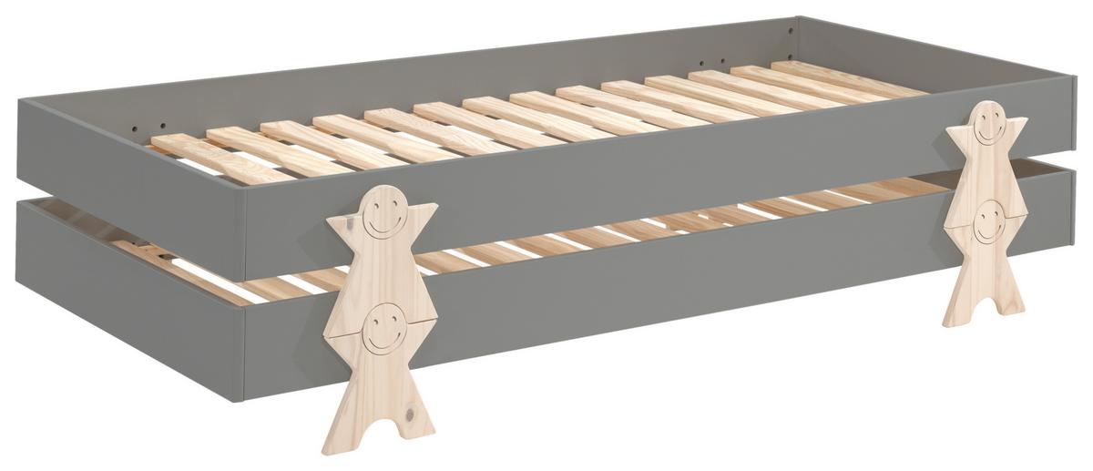 Stapelbett Modulo Grau - Grau/Kieferfarben, MODERN, Holz/Holzwerkstoff (90/200cm) - Vipack