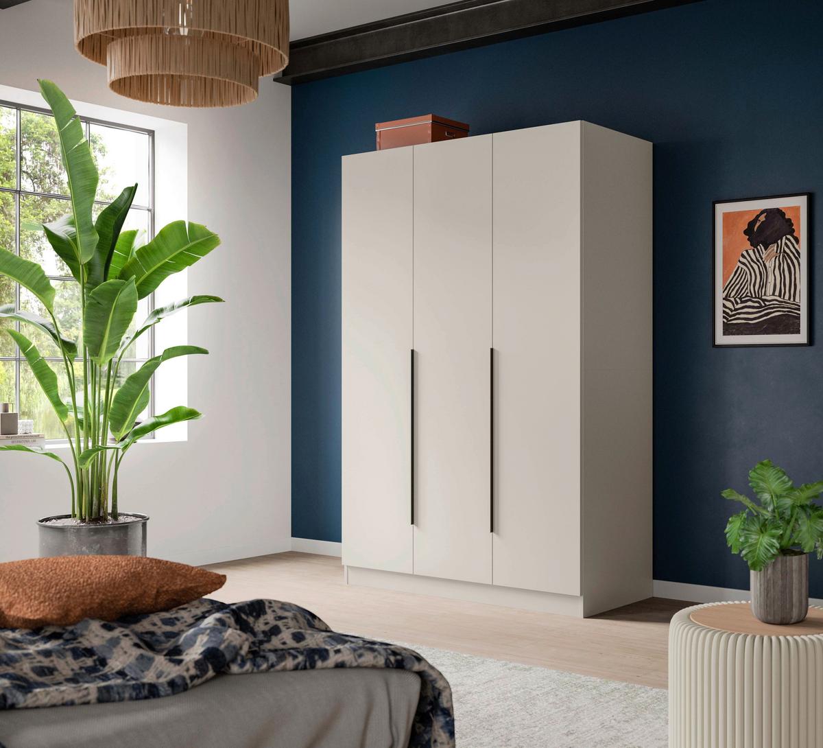 Drehtürenschrank KOPENHAGEN Kaschmir - Kaschmir/Schwarz, MODERN, Holzwerkstoff/Kunststoff (120/181/52cm) - Livetastic