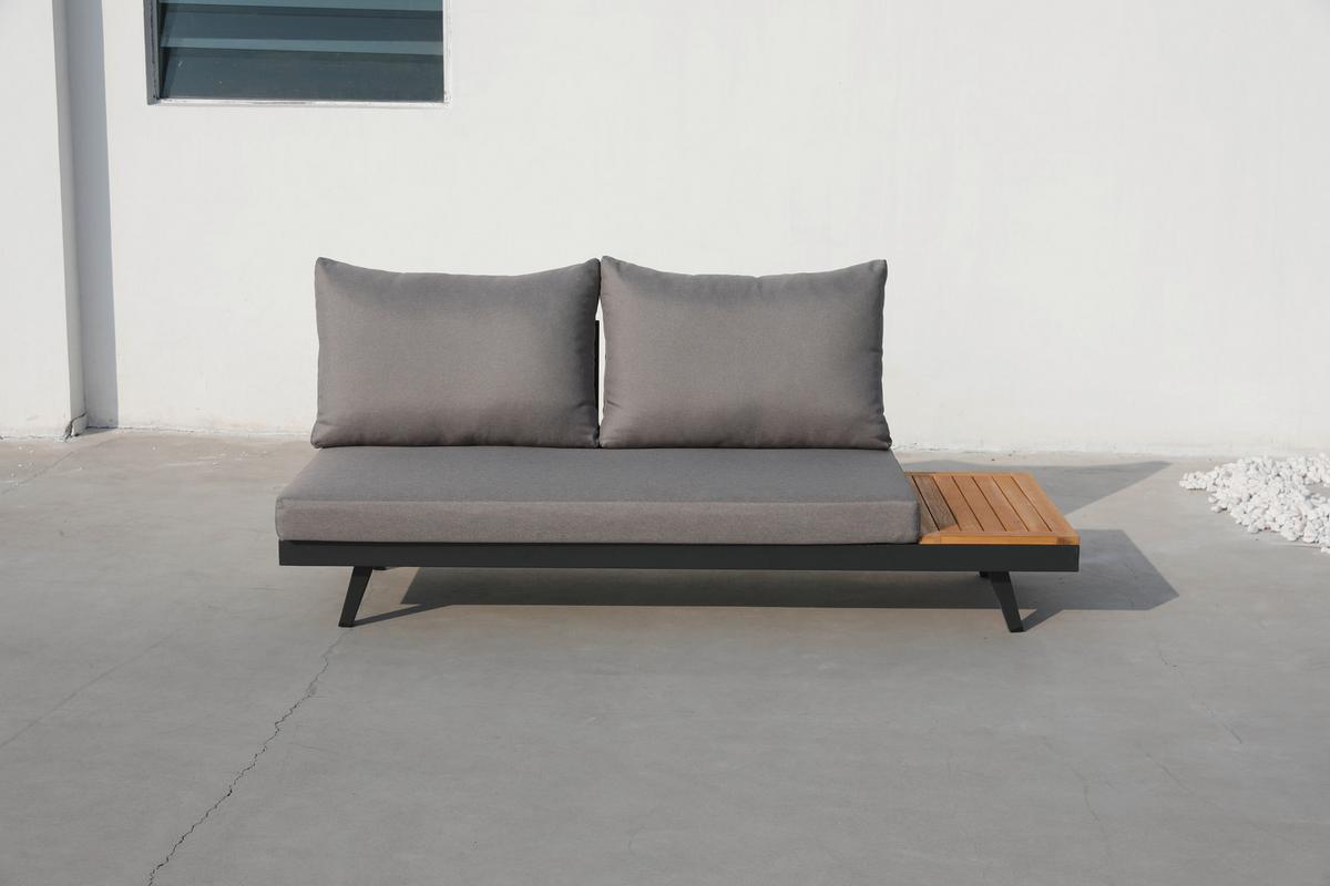 Loungegarnitur Acamp Naxos Lounge Anthrazit/Teakfarben - Anthrazit/Silberfarben, Basics, Holz/Textil (175/175cm) - Gardenson