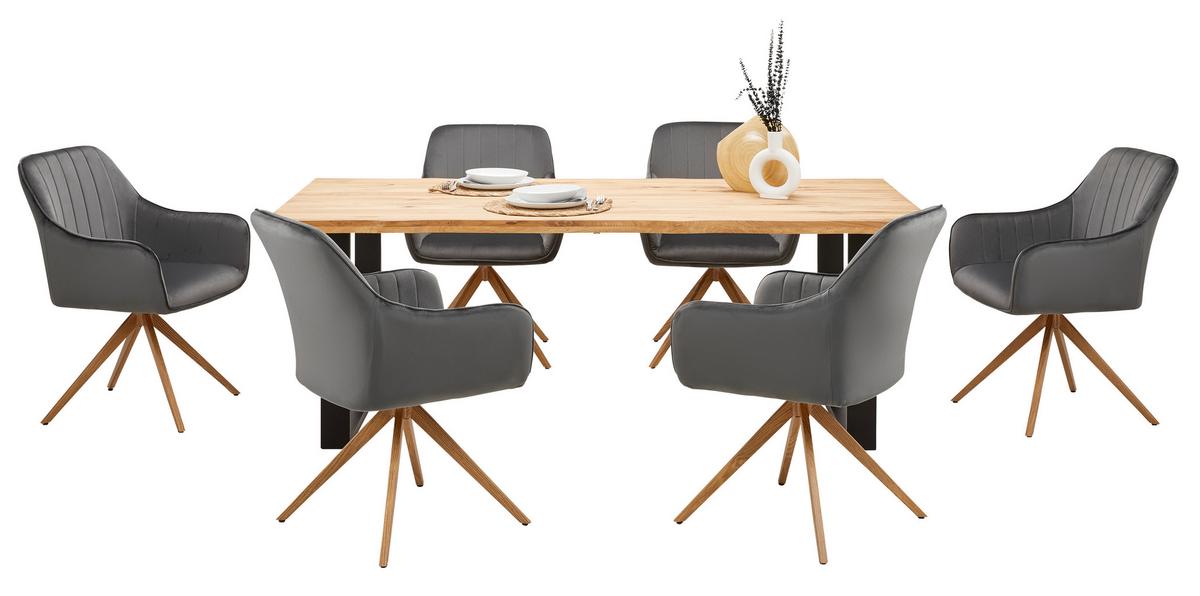 Masă WOOD 200 - culoare natur/negru, Konventionell, lemn/metal (200/75/100cm) - James Wood
