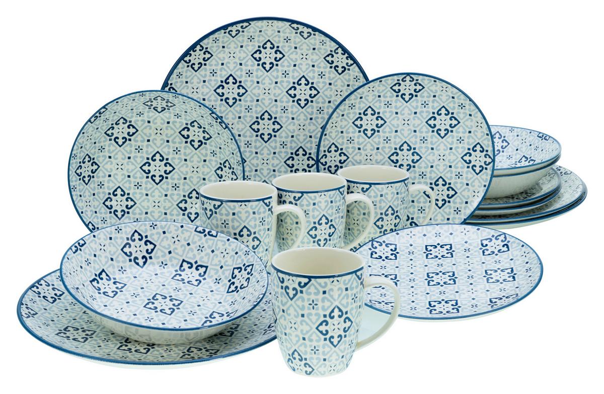 Kombinirani Servis Yara Blue, 16-Delni - modra/bela, Basics, keramika - Creatable