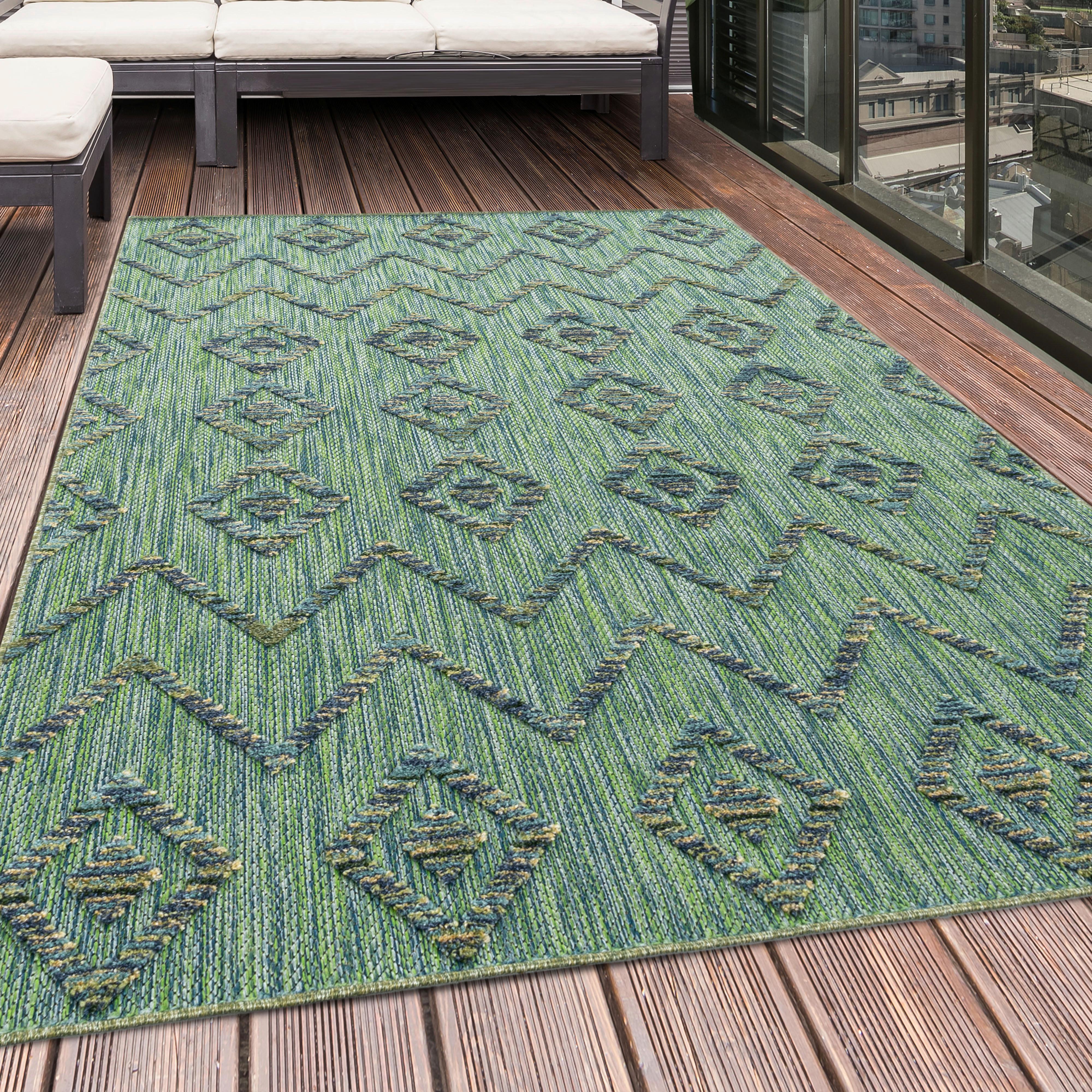 Flachwebeteppich Bahama Grün ca. 140x200cm - Grün, Design, Textil (140/200cm) - Novel