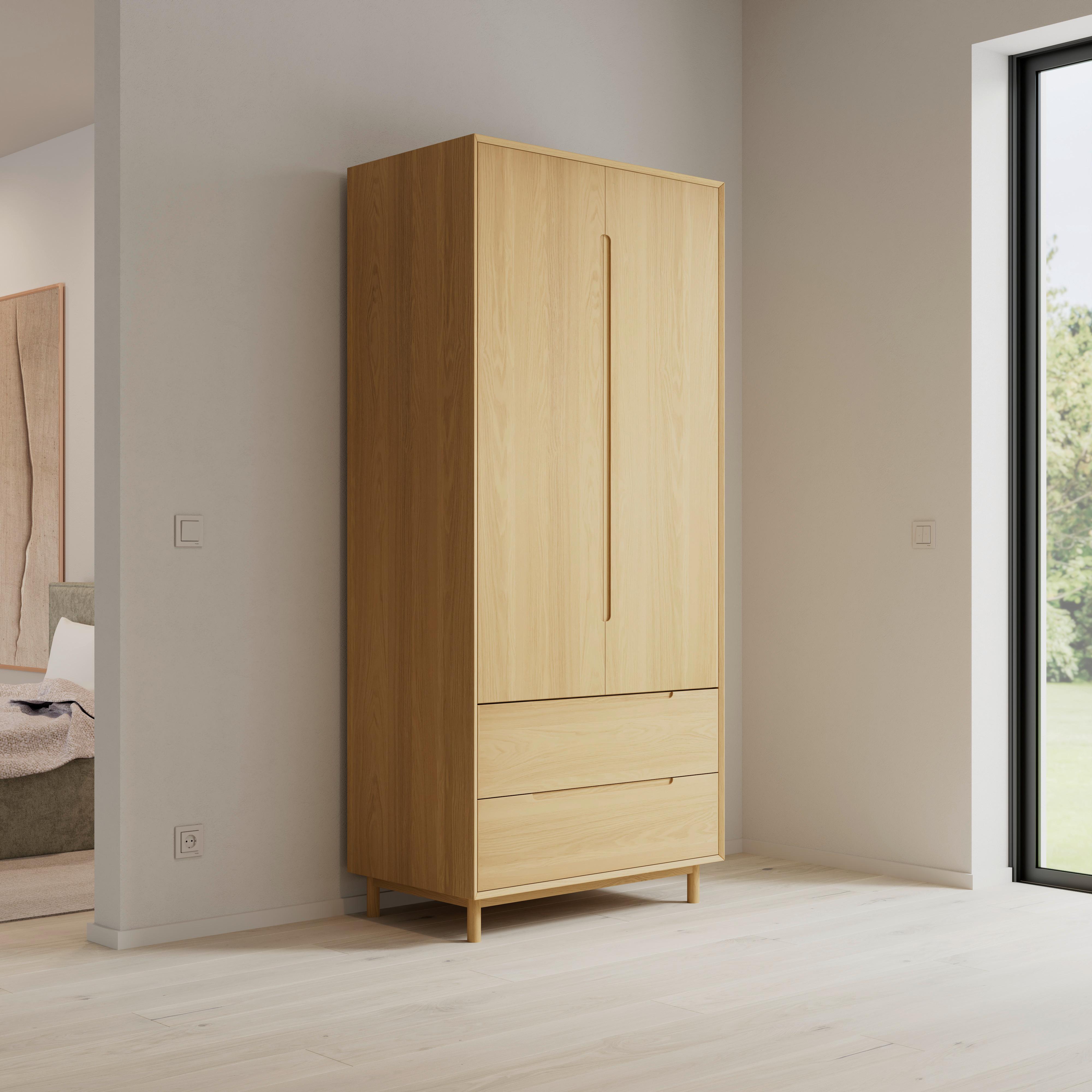 GARDEROB MARLO - ekfärgad, Modern, trämaterial/trä (100/223/60cm) - Bessagi Home