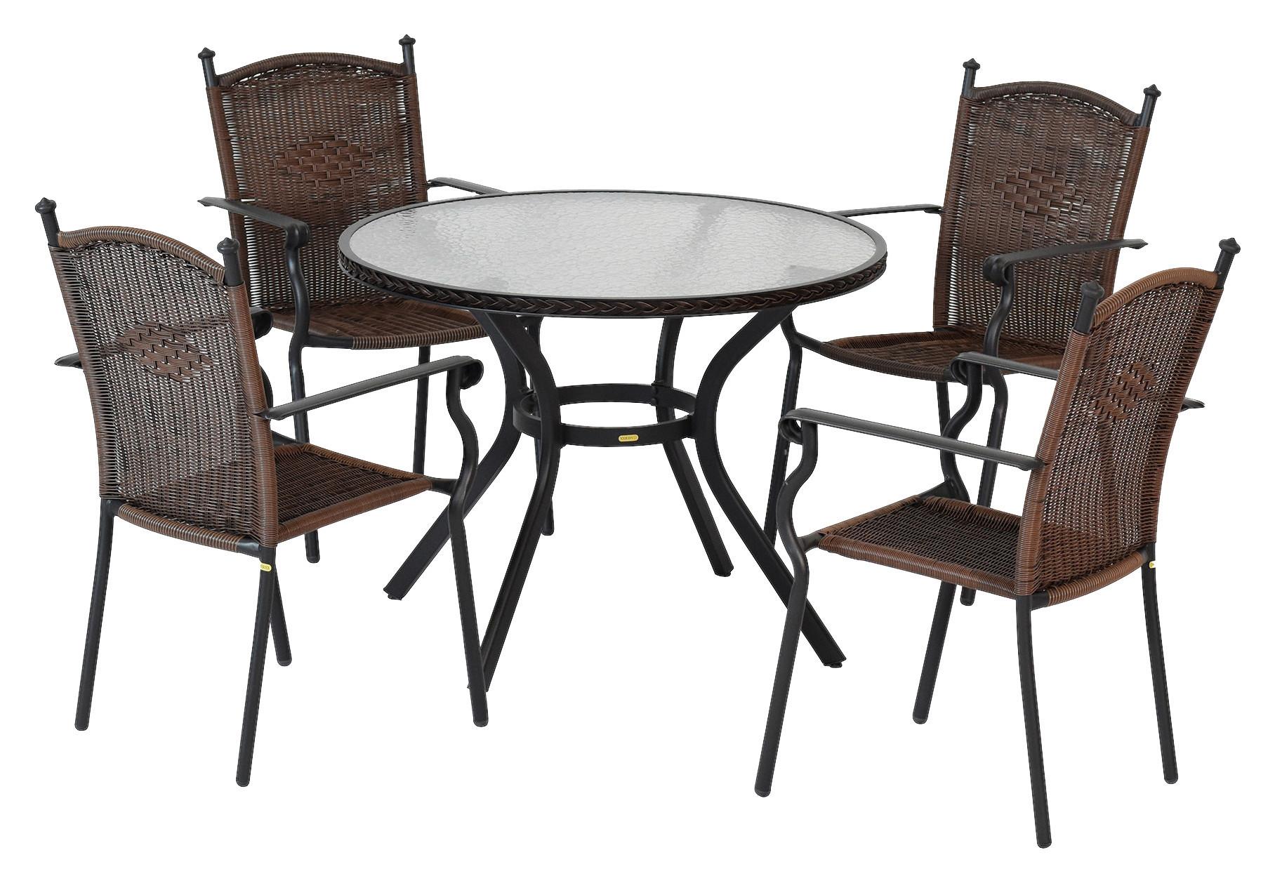 GARTENSET ROMA - Graphitfarben/Braun, MODERN, Kunststoff/Metall - Gardenson