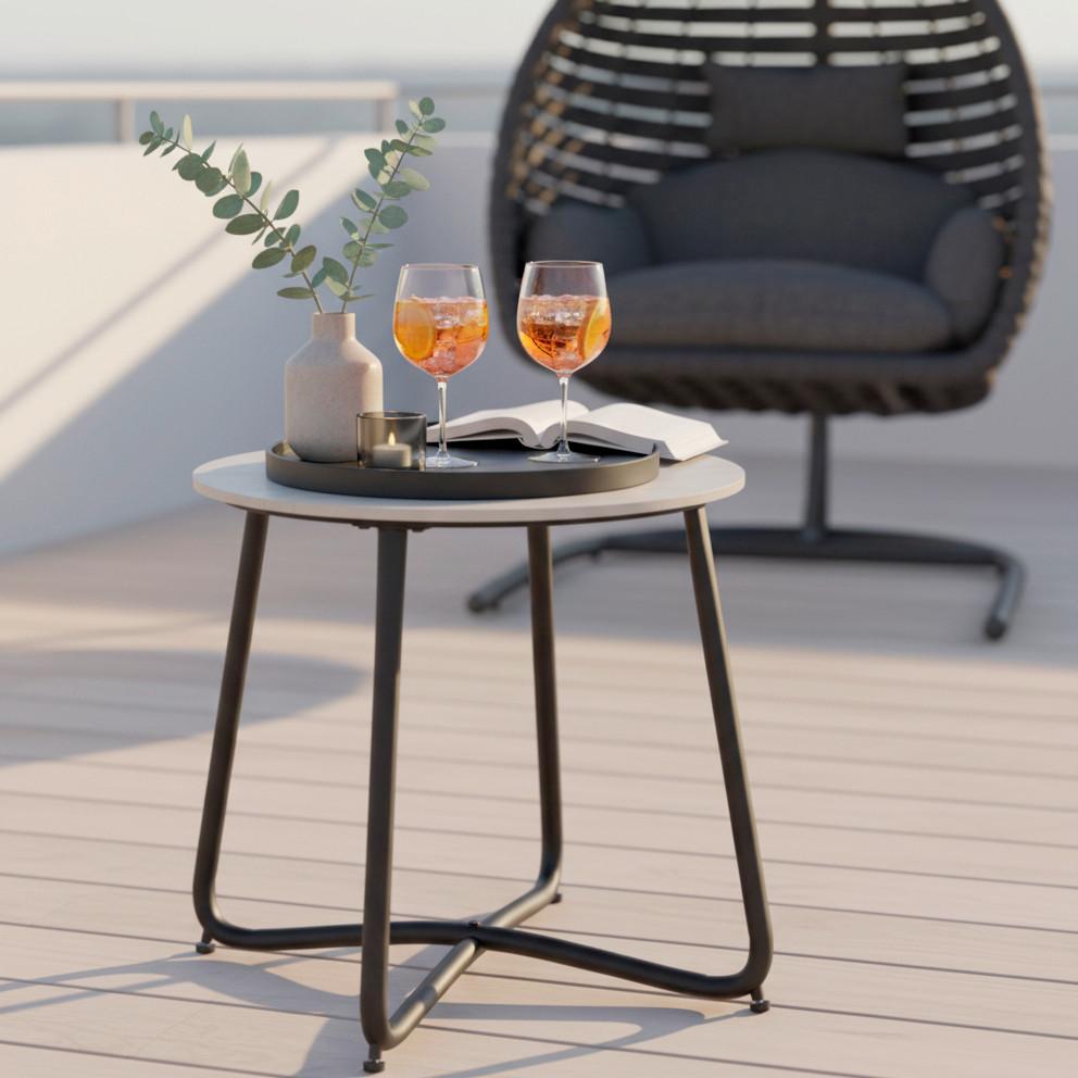 Gartenbeistelltisch Pine Grau/Schwarz - Schwarz/Grau, MODERN, Kunststoff/Metall (50/49,5/50cm) - Bessagi Garden