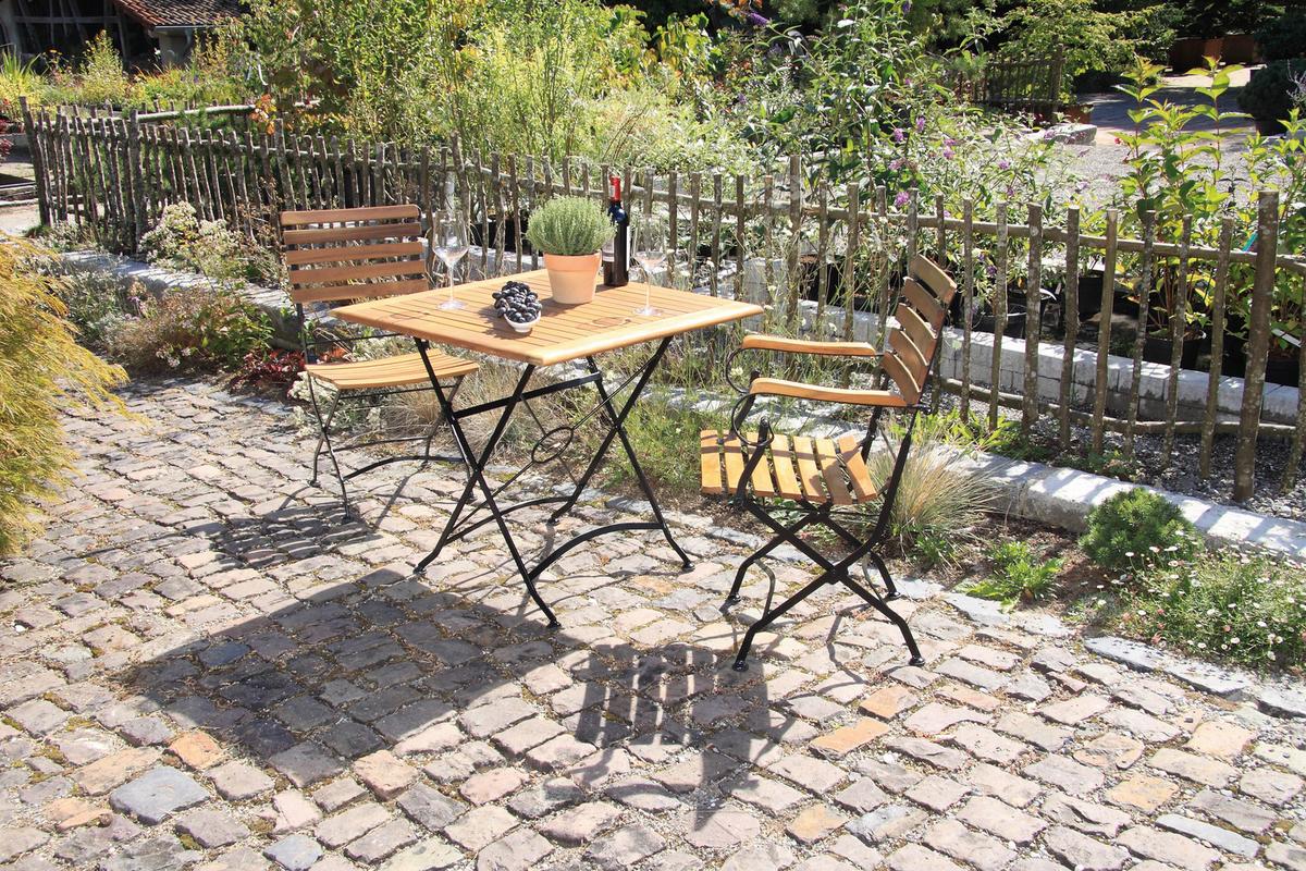 Gartengarnitur Lindau Akazie Echtholz/Metall 3-tlg. - Anthrazit/Akaziefarben, Basics, Holz/Metall (80/75/80cm) - Gardenson