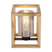 Tischleuchte Pettey max. 40 Watt - Dunkelbraun/Schwarz, ROMANTIK / LANDHAUS, Glas/Holzwerkstoff (17/17/22cm)