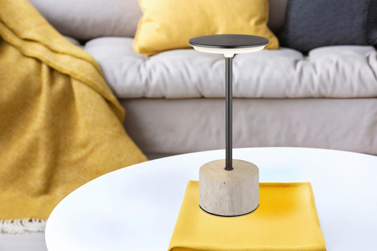 Stolna Punjiva Svjetiljka Laurena - bijela/siva, Design, kamen/metal (12/27.6cm) - Globo