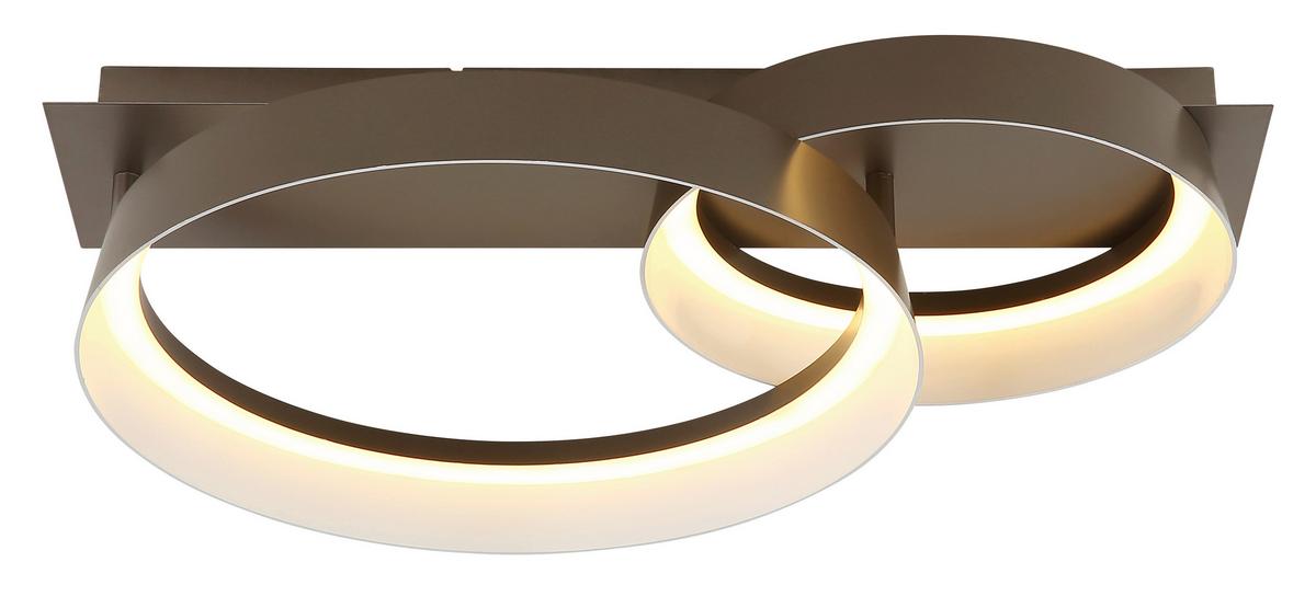 Led Stropna Svjetiljka Syrakus - smeđa/opalna, Design, metal/plastika (50/35/12cm) - Globo