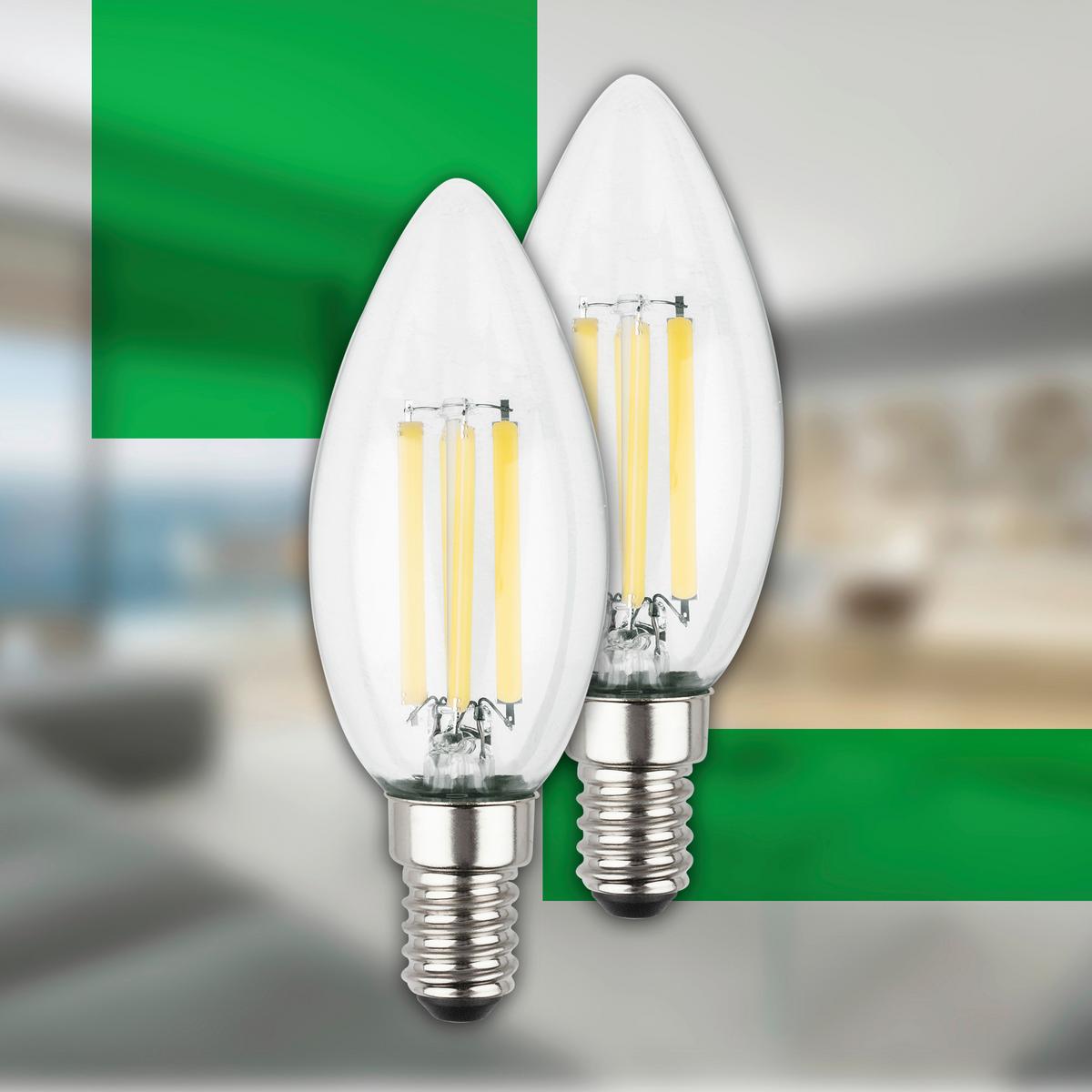 ŻARÓWKA LED 0553004 KERZE 2ER SET - kolor srebrny, Basics, szkło (3.5/9.8cm)