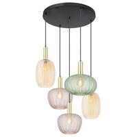 Hängeleuchte Bunti Multicolor max. 25 Watt - Pink/Goldfarben, MODERN, Glas/Metall (65/60/120cm)