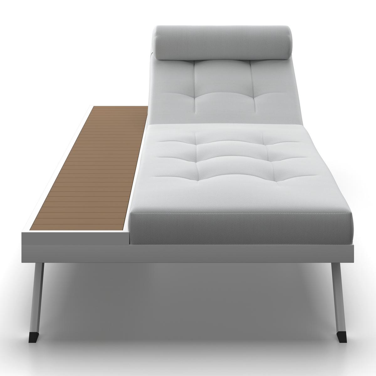 Gartenliege Avolina Steingrau Outdoorstoff/Metall +Abdeckung - Hellgrau/Weiß, MODERN, Kunststoff/Textil (199/30/86cm) - Bessagi Garden