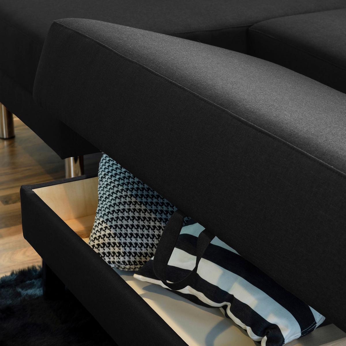 ECKSCHLAFSOFA JUST FASHION - Chromfarben/Schwarz, KONVENTIONELL, Textil/Metall (152/230cm) - Max Winzer