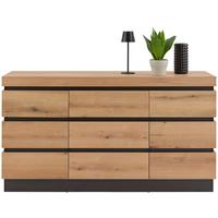 Comodă cu uși CORTE - culoare lemn stejar/gri, Trend, material pe bază de lemn (160,8/92,5/45cm) - Modern Living
