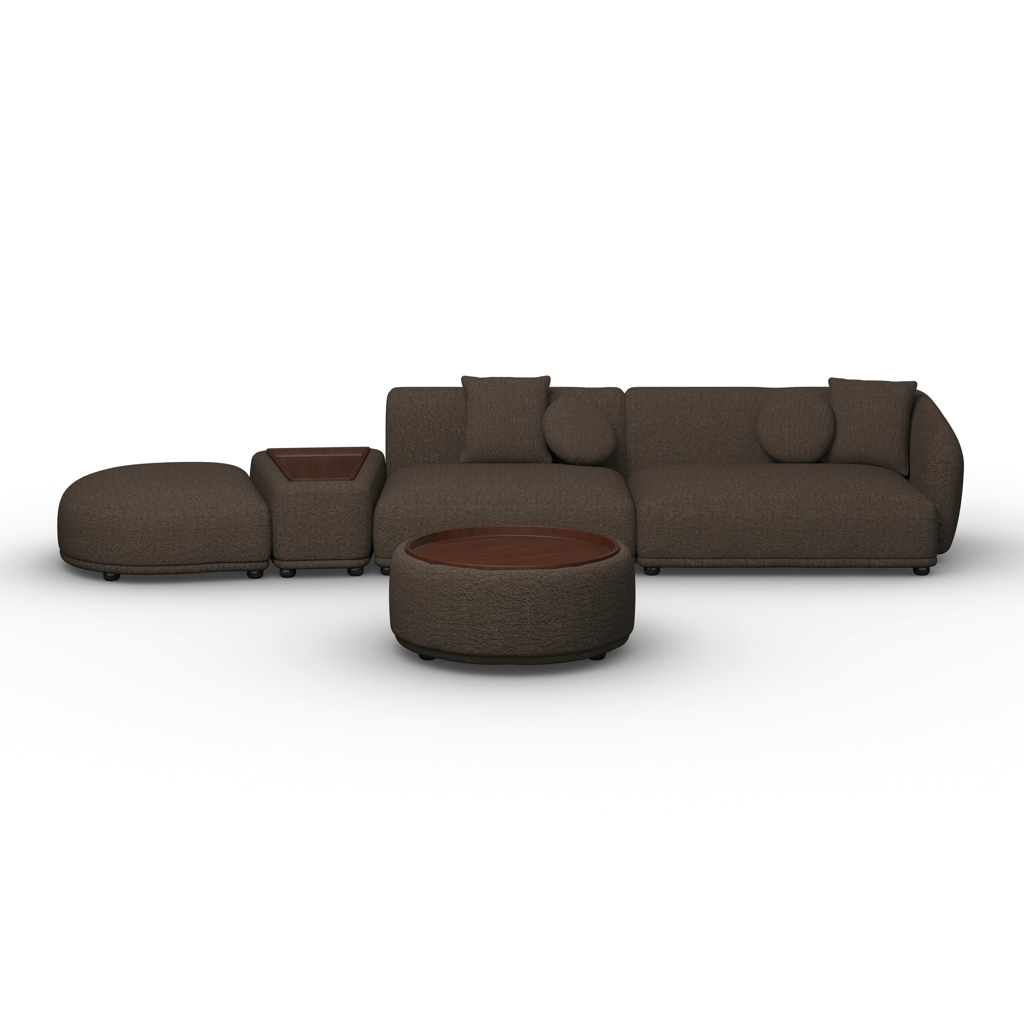 CANAPÉ D'ANGLE KIRA - noir/marron, MODERN, textile/bois (408/108cm) - Bessagi Home