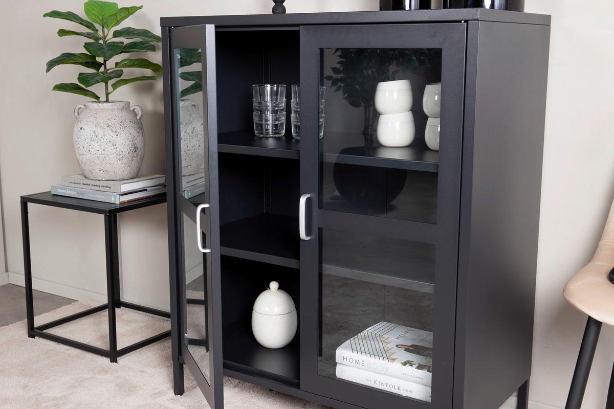 SIDEBOARD ACERO - Schwarz, Design, Glas/Metall (80/97/43cm) - Livetastic