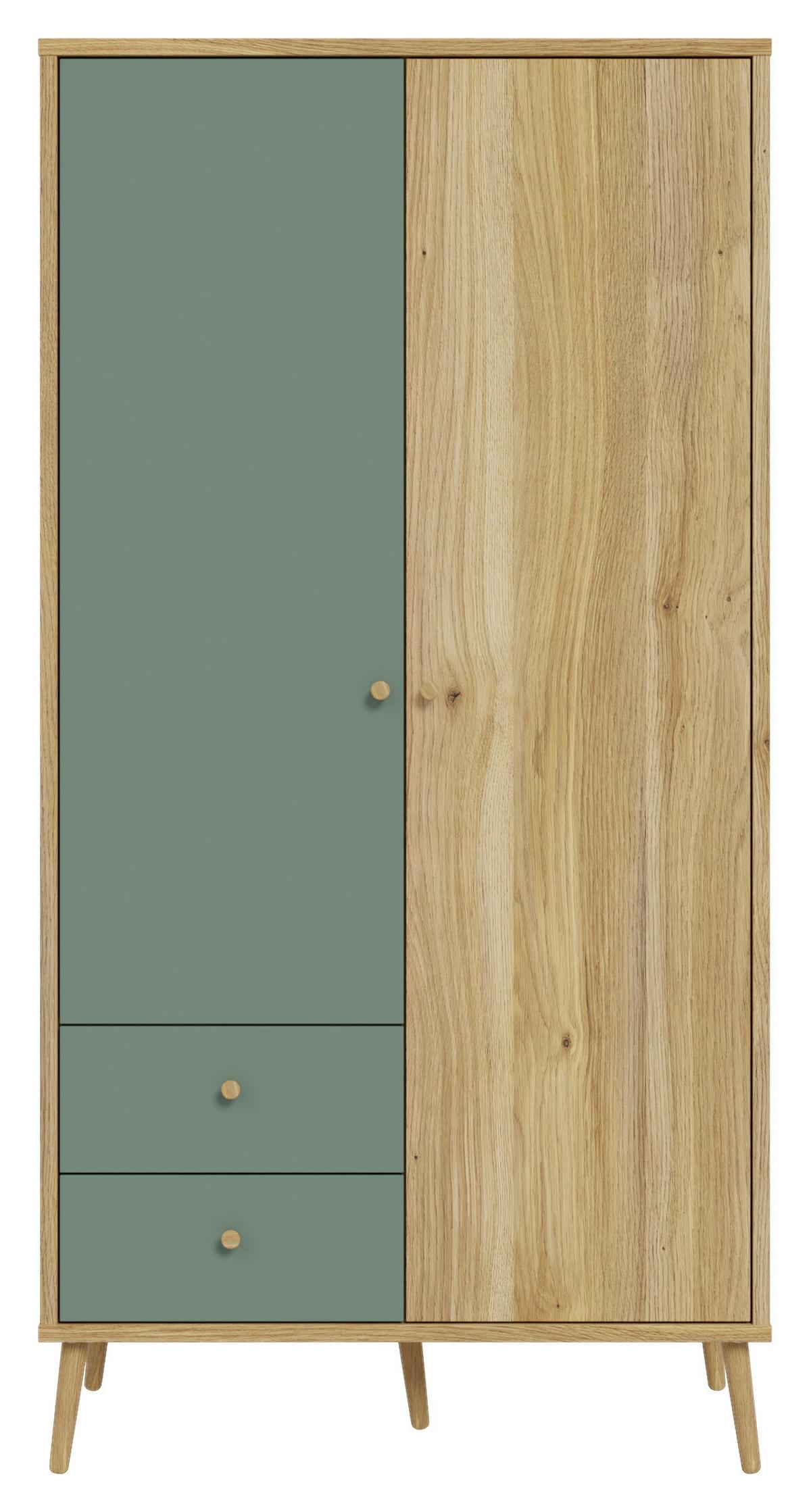 Dulap Whenua - verde salvie/culoare lemn stejar, Modern, metal/material pe bază de lemn (94,5/185,6/52,2cm) - Mömax