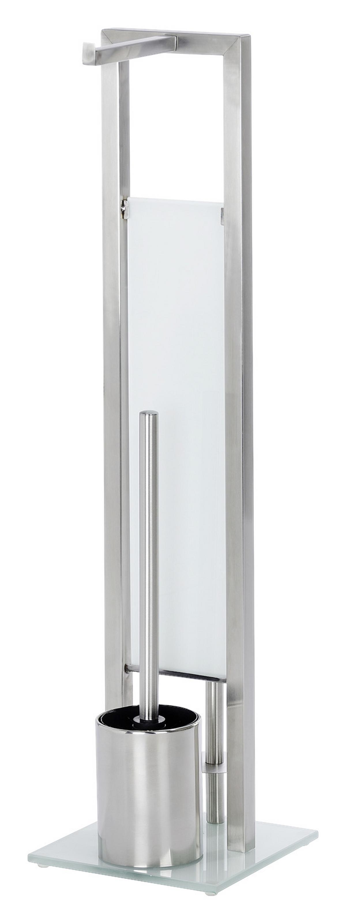 ZESTAW DO WC RIVALTA - kolor stalowy/biały, Design, tworzywo sztuczne/metal (18/70/23cm) - Wenko