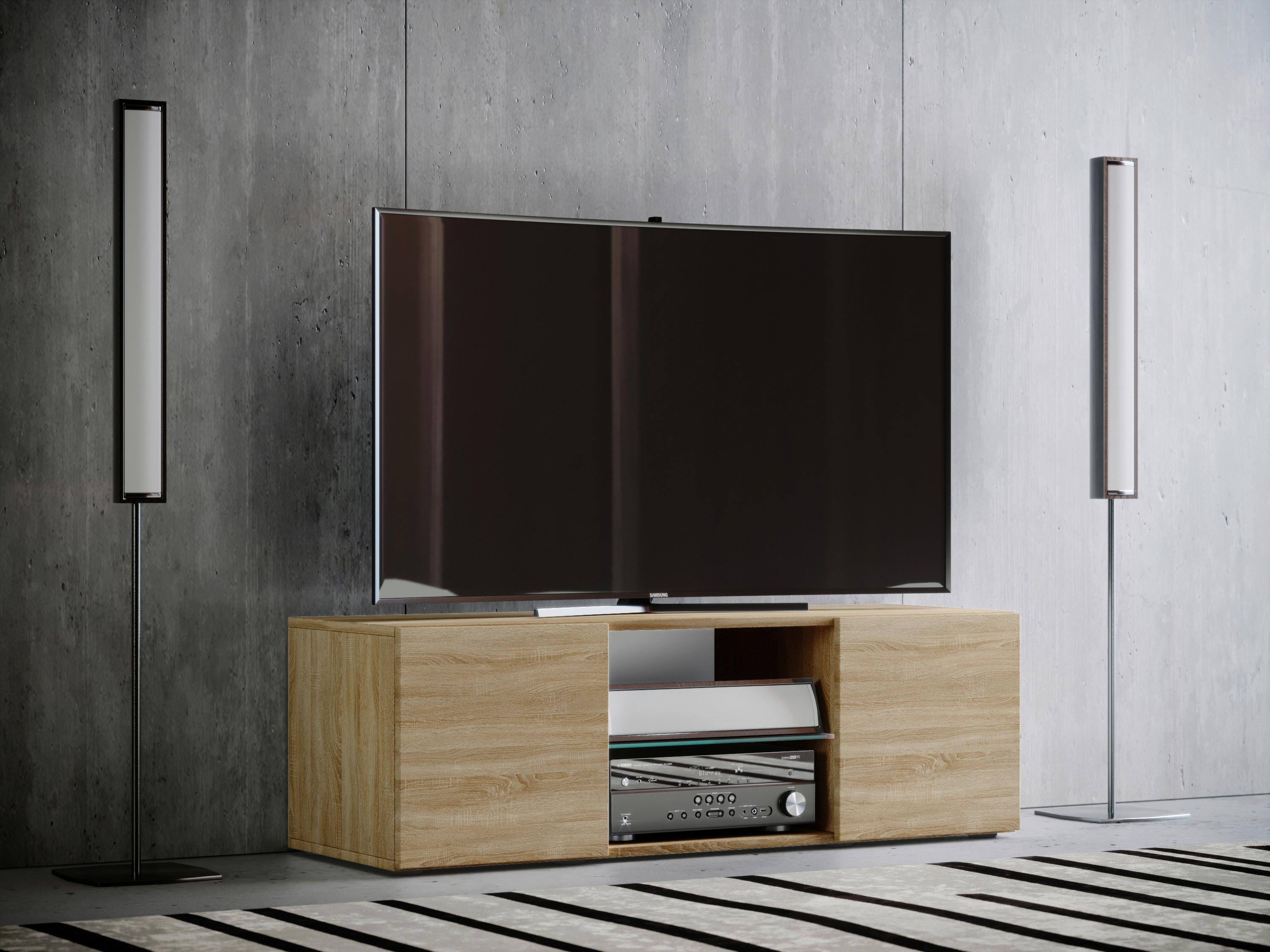 Tv-element Lowina 115, Hrast - črna/barve hrasta, Konvencionalno, umetna masa/steklo (115/40/36cm) - MID.YOU