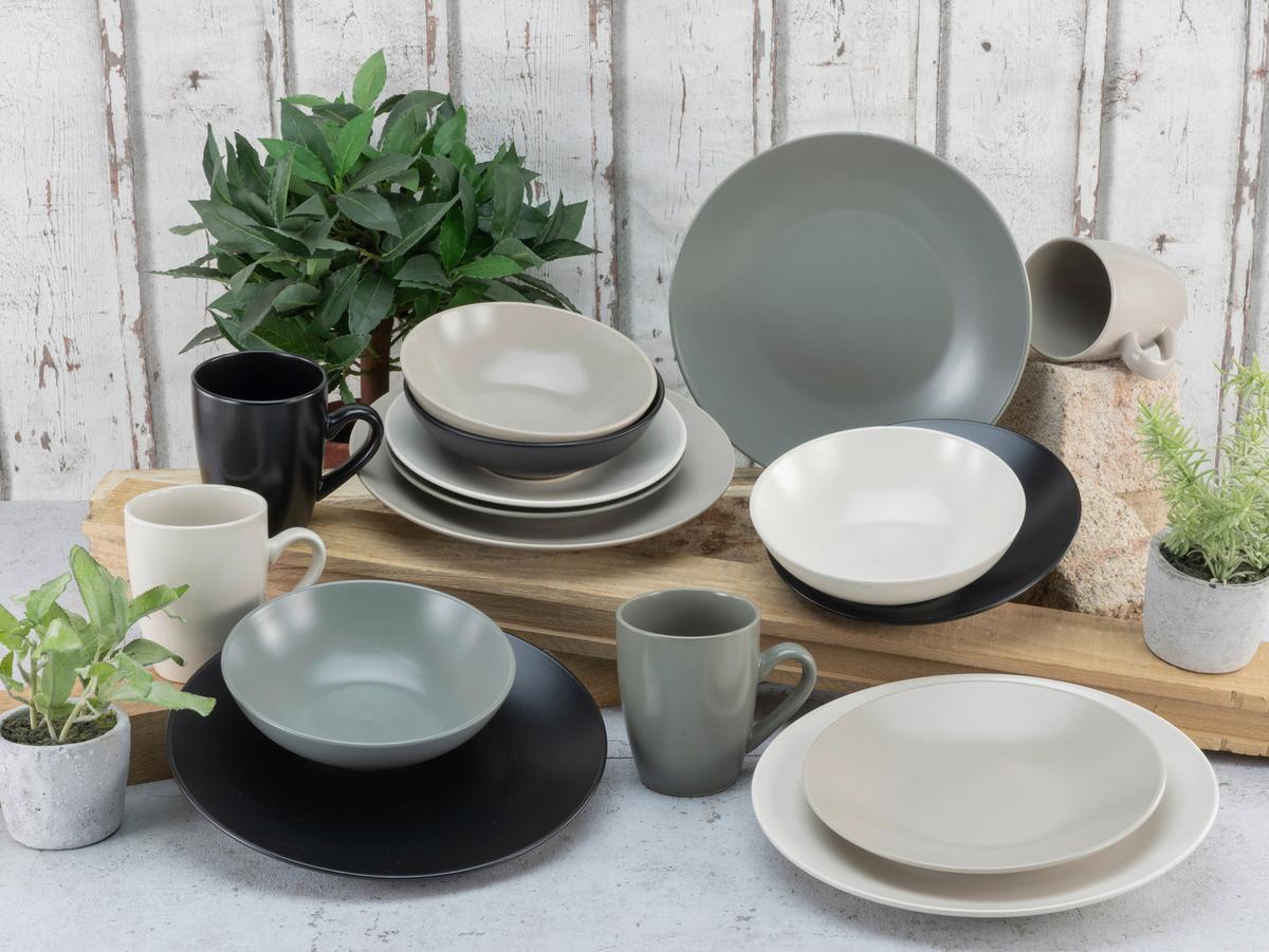 Kombinirani Servis Manhattan, 16-Delni - rjavosiva/siva, Basics, keramika - Creatable