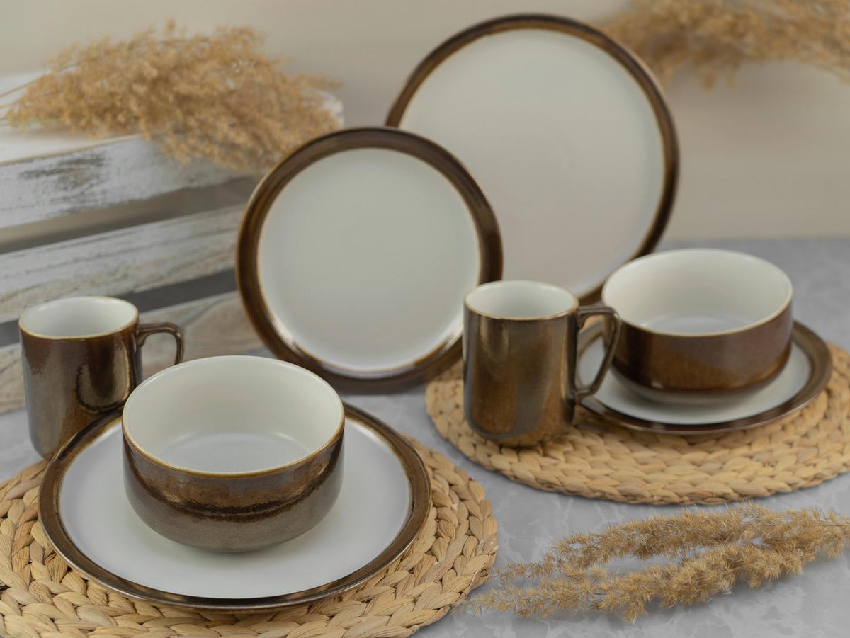 Kombinirani Servis Modern Industrial, 8-Delni - zlate barve/bela, keramika - Creatable