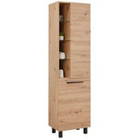 Hochschrank in Eiche Artisan - Schwarz/Eiche Artisan, Modern, Glas/Holzwerkstoff (50/190/35cm) - Mömax
