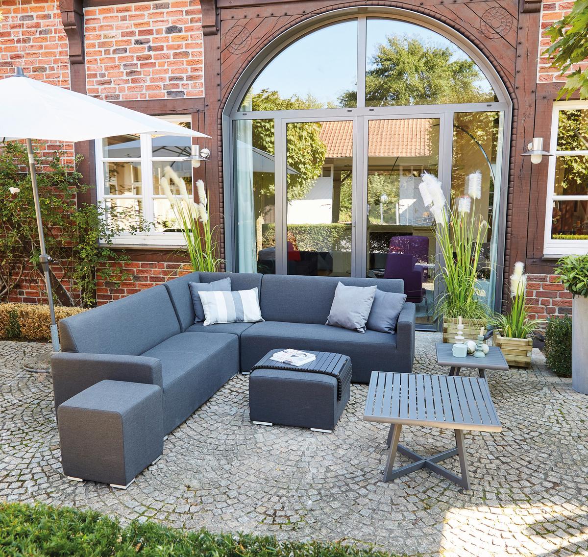 Sonnenschirm BHT: 250x258x250 cm Anthrazit/Beige - Anthrazit/Beige, KONVENTIONELL, Textil/Metall (250/250cm) - Siena Garden