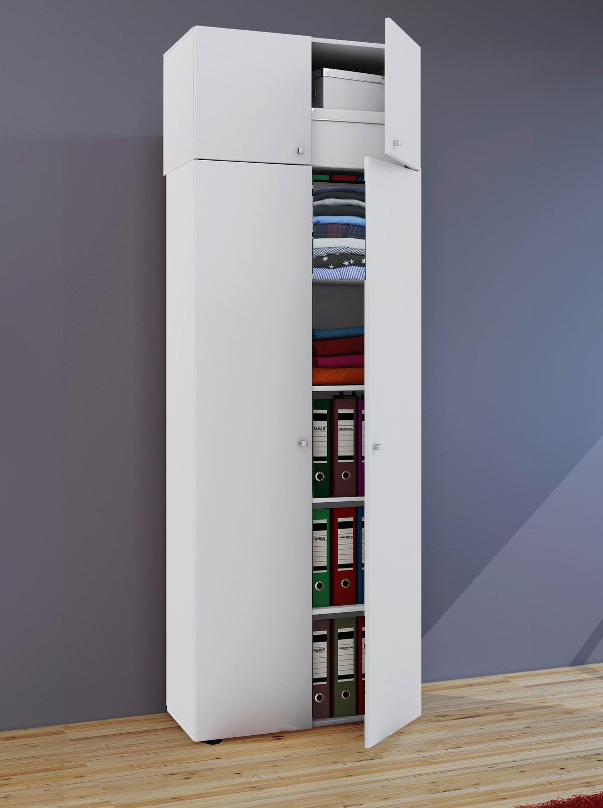 Večnamenska Omara Vandol I, Bela - siva/črna, Moderno, umetna masa/leseni material (70/218/39cm) - MID.YOU