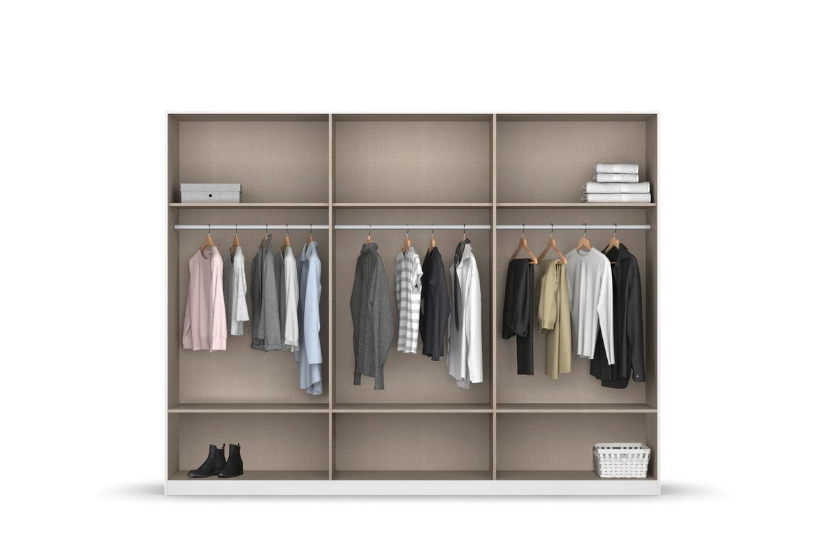 Omara Za Oblačila Bari, Bela, Barva Hrasta - siva/bela, Basics, kovina/leseni material (271/210/54cm) - Boxxx