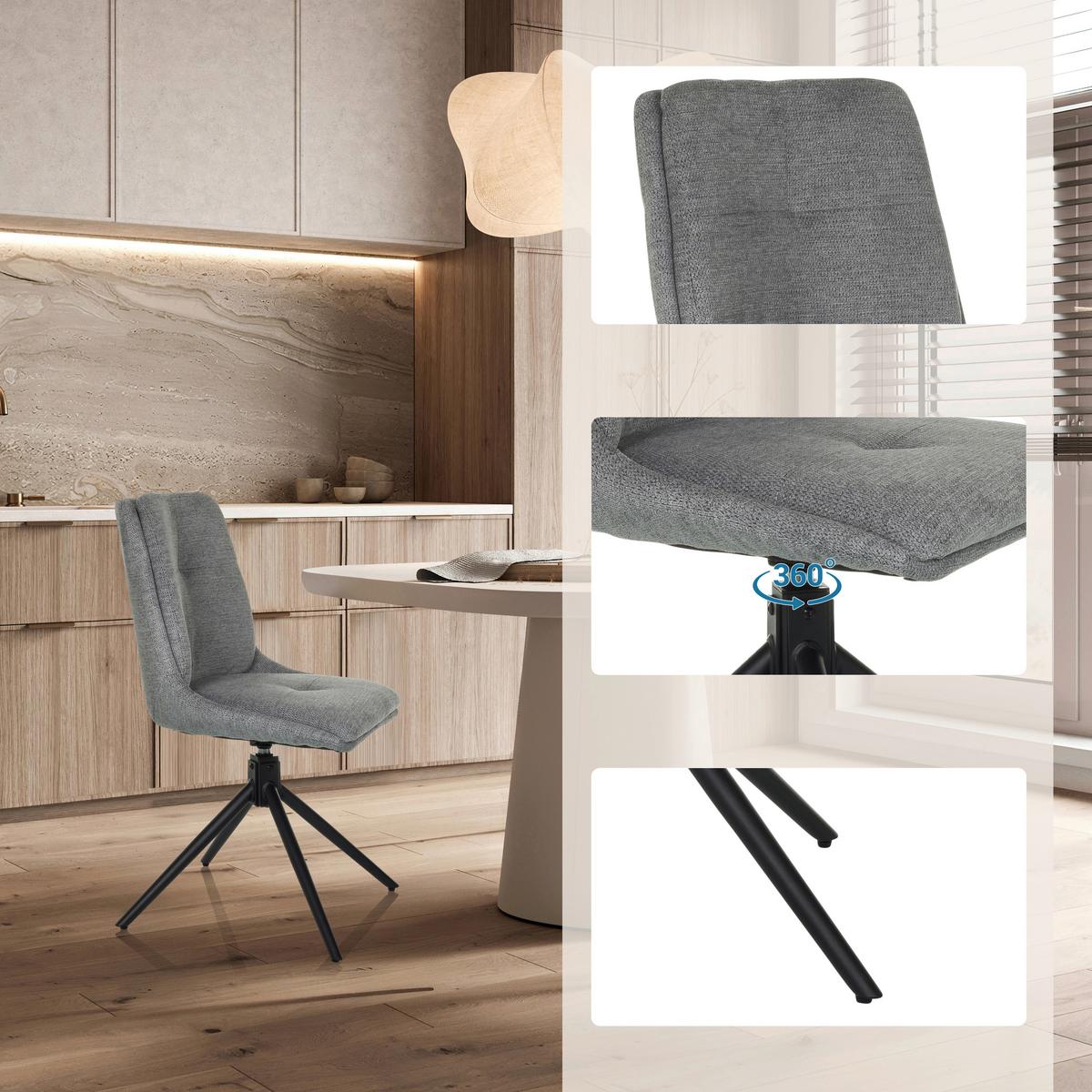 Konferenčni Stol Tarviso I, Siva - siva/črna, Moderno, kovina/tekstil (53/89/58cm) - MID.YOU