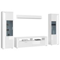 Serija Dnevnog Boravka Skylight - srebrne boje/bijela visoki sjaj, Design, drvni materijal/plastika (351/202/46cm) - Modern Living