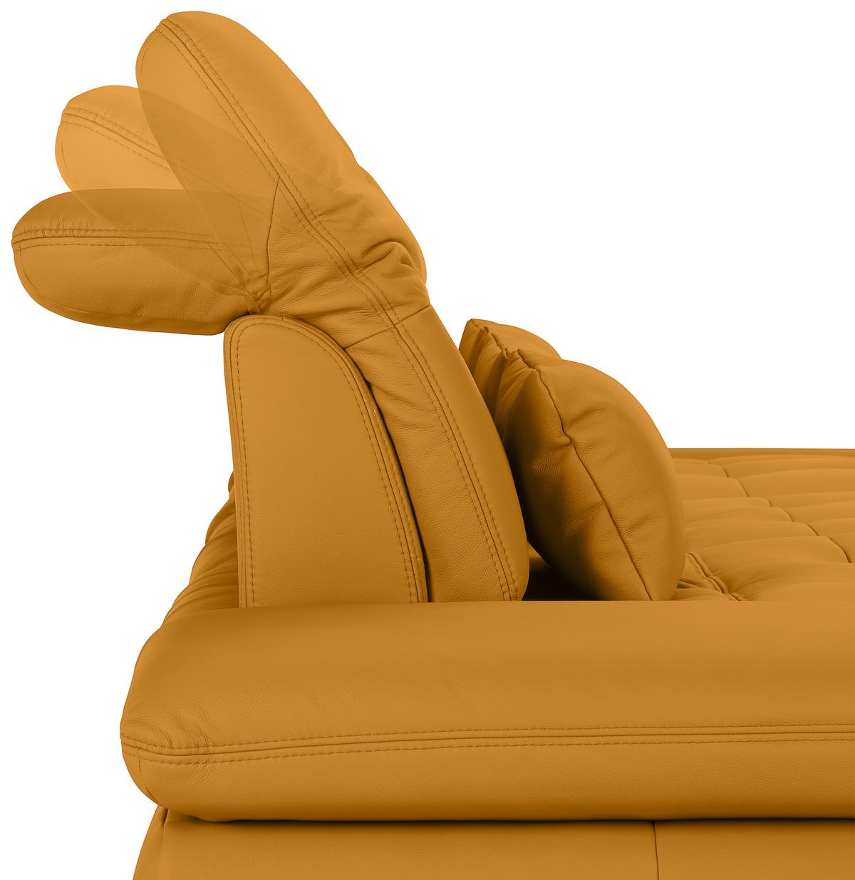 Wohnlandschaft Sanfino Leder Gelb - Chromfarben/Gelb, KONVENTIONELL, Leder/Metall (305/79-96/199cm) - Premium Living