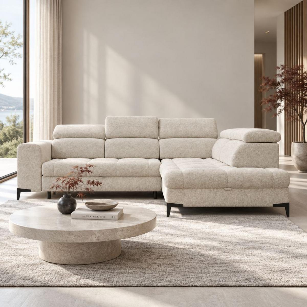 Ugaona Garnitura Mason - bež/crna, Moderno, drvo/metal (271/211cm) - Modern Living