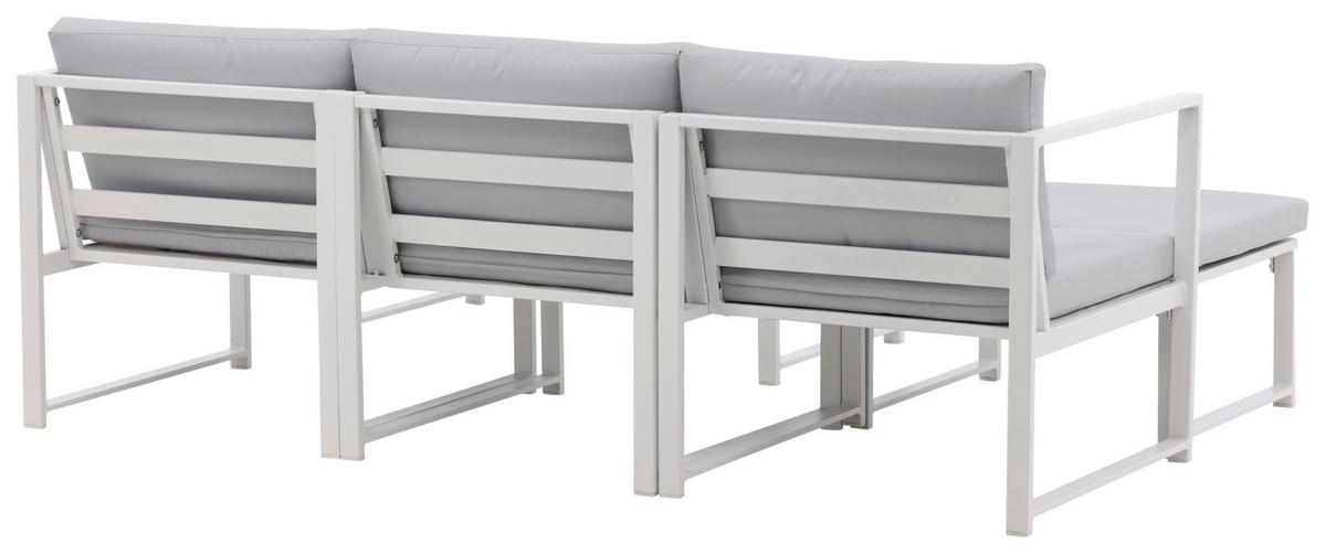 LOUNGEGARNITUR SALVADOR - Weiß/Grau, KONVENTIONELL, Textil/Metall - Gardenson