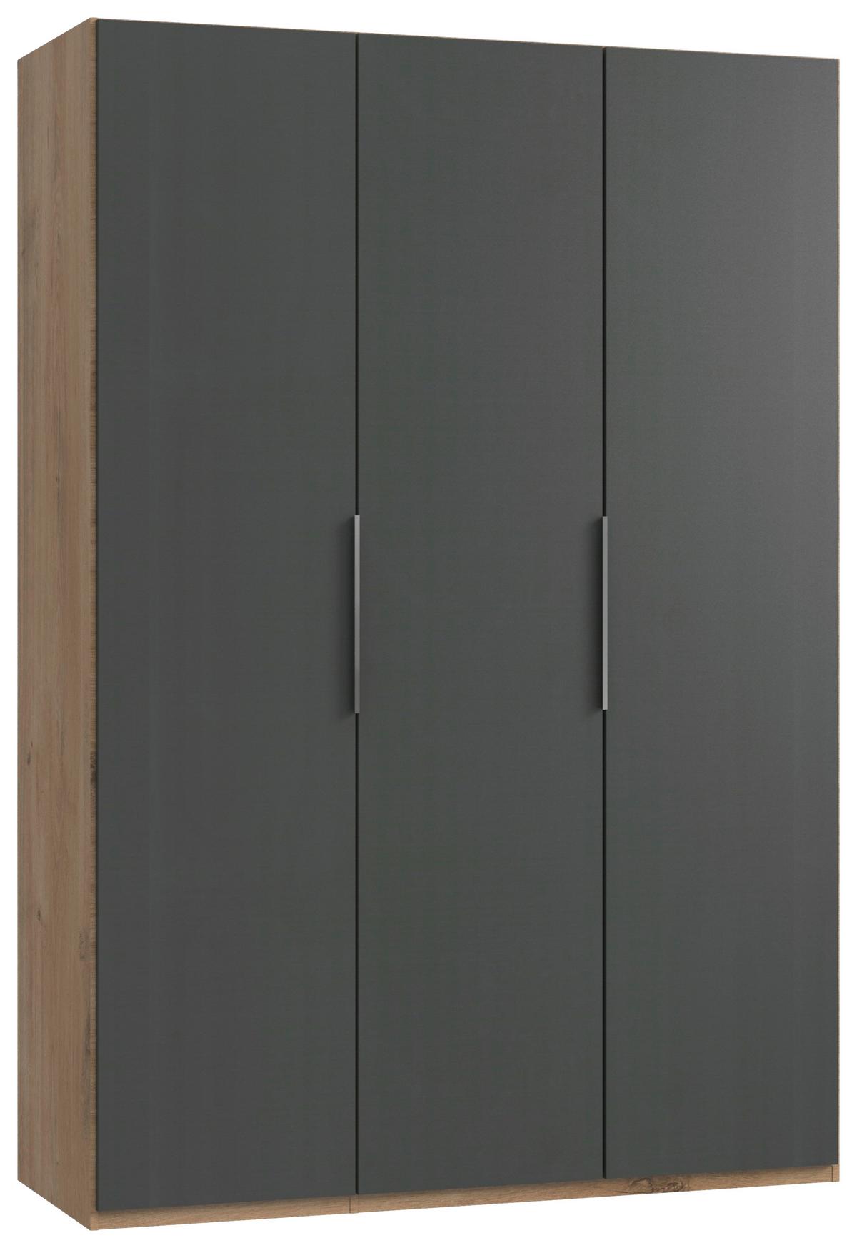 Drehtürenschrank Level 36A ca. 150x216x58cm Graphitfarben - Chromfarben/Eichefarben, MODERN, Holzwerkstoff (150/216/58cm) - MID.YOU