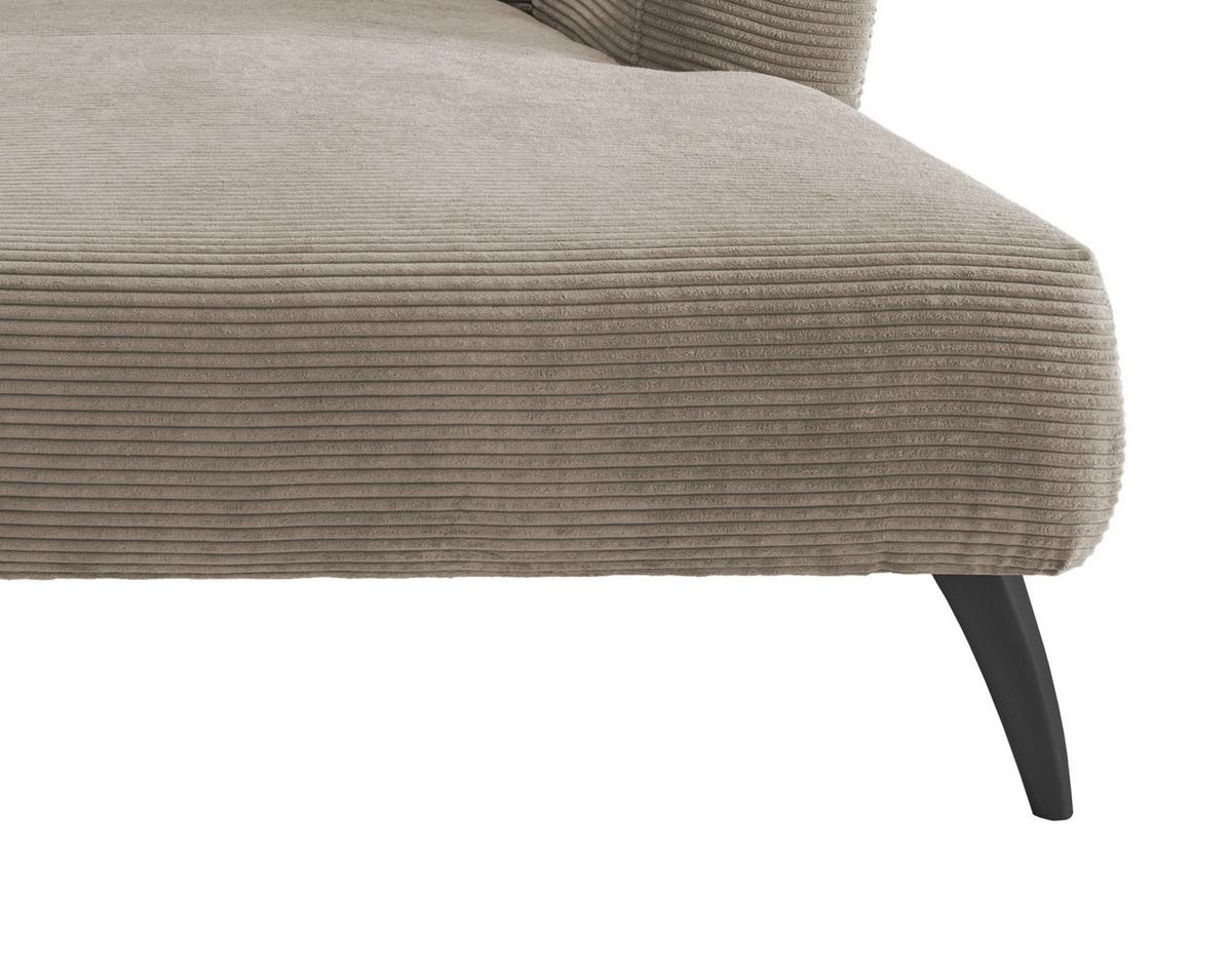 Wohnlandschaft Colori Graubraun Cord - Graubraun/Schwarz, MODERN, Holz/Textil (264/160cm) - MID.YOU